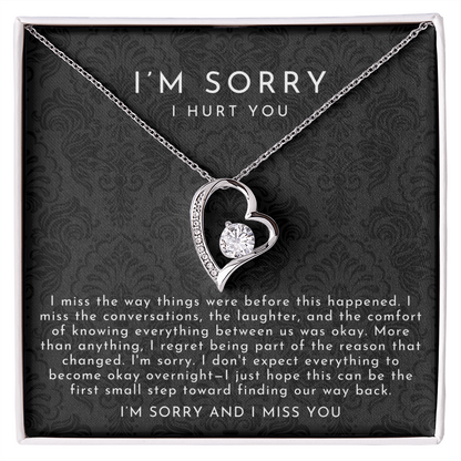 I'm Sorry Apology Heart Necklace | I Miss You Black Lace