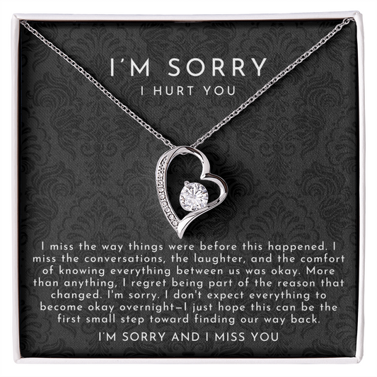 I'm Sorry Apology Heart Necklace | I Miss You Black Lace