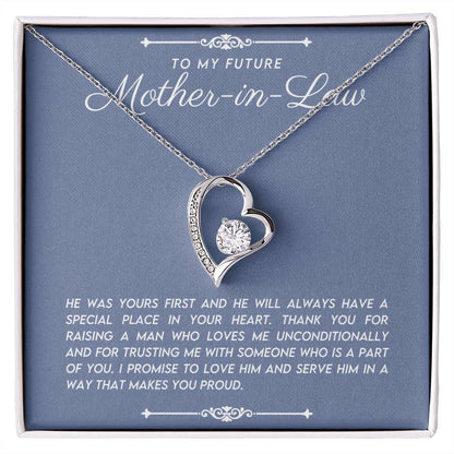 Mother In Law Gift (He Was Yours First) Love Heart Necklace