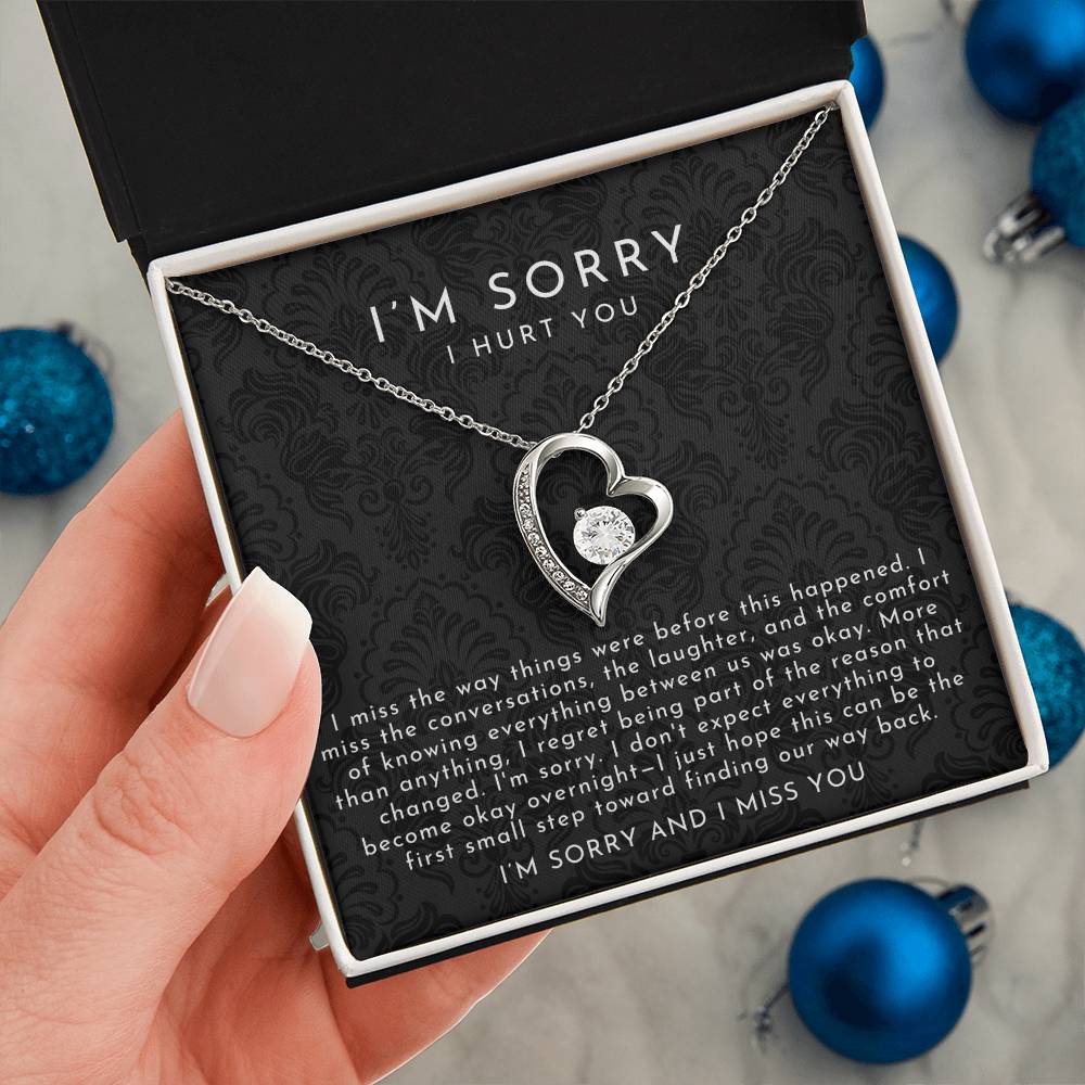 I'm Sorry Apology Heart Necklace | I Miss You Black Lace