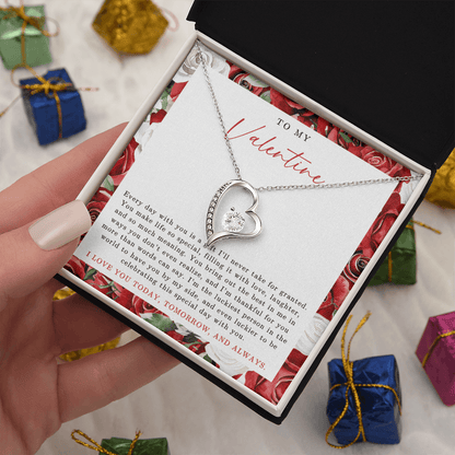 To My Valentine Heart Necklace | Red Rose