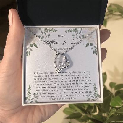 To My Mother In Law On My Wedding Day - Heart Necklace