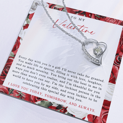 To My Valentine Heart Necklace | Red Rose