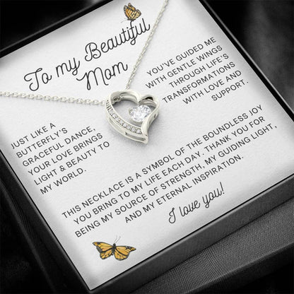 Gentle Wings Butterfly Mom Heart Necklace