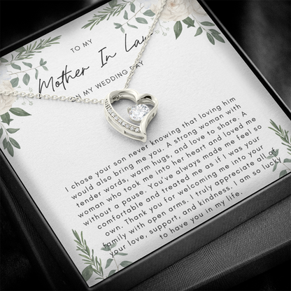 To My Mother In Law On My Wedding Day - Heart Necklace