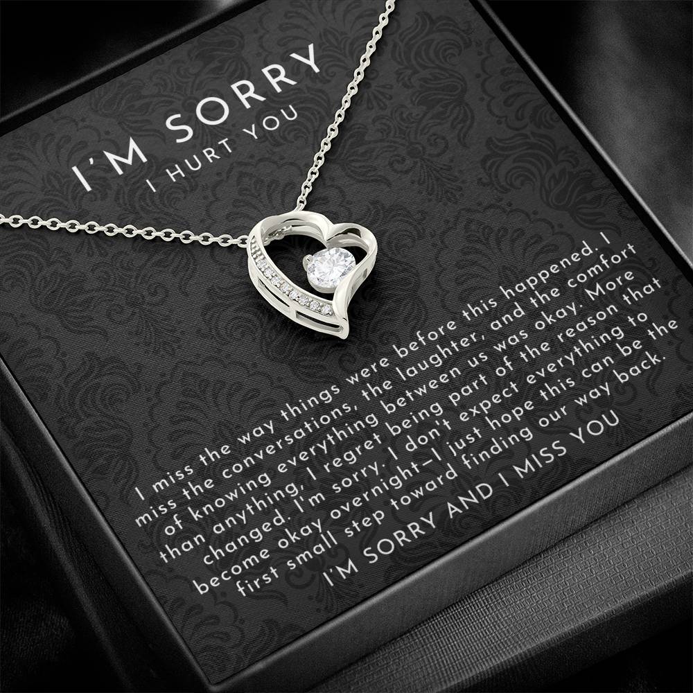 I'm Sorry Apology Heart Necklace | I Miss You Black Lace