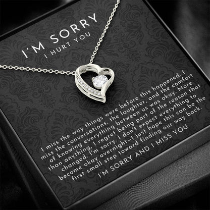 I'm Sorry Apology Heart Necklace | I Miss You Black Lace