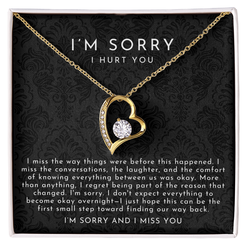 I'm Sorry Apology Heart Necklace | I Miss You Black Lace