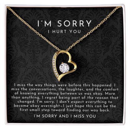 I'm Sorry Apology Heart Necklace | I Miss You Black Lace