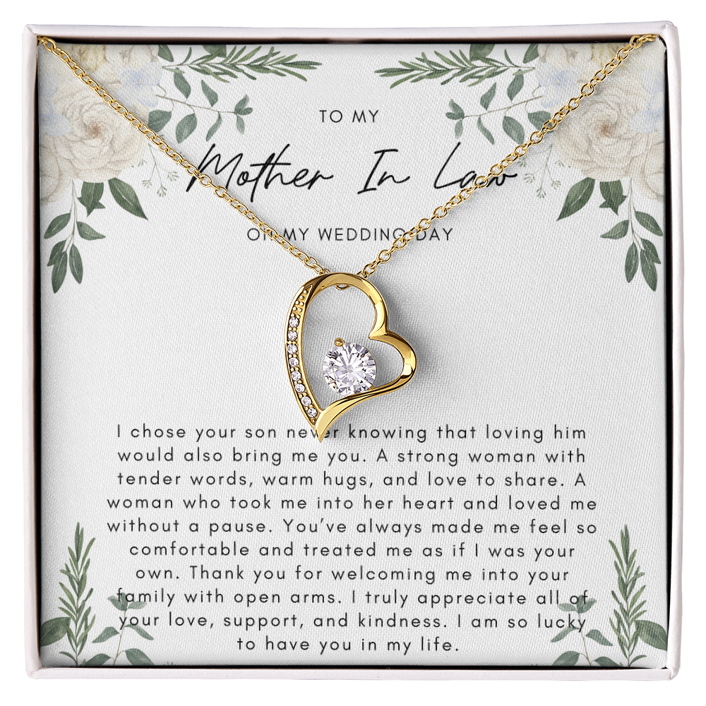 To My Mother In Law On My Wedding Day - Heart Necklace