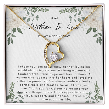 To My Mother In Law On My Wedding Day - Heart Necklace