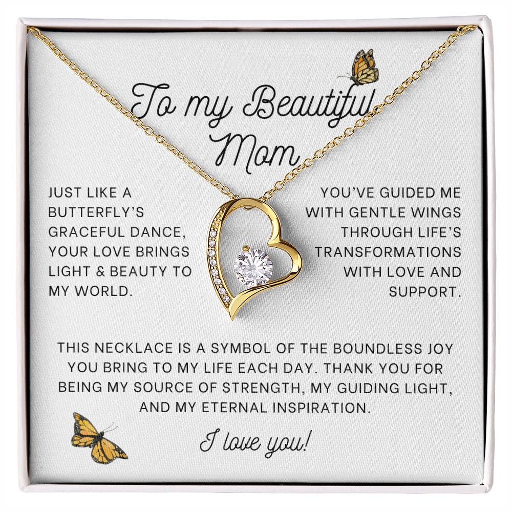 Gentle Wings Butterfly Mom Heart Necklace