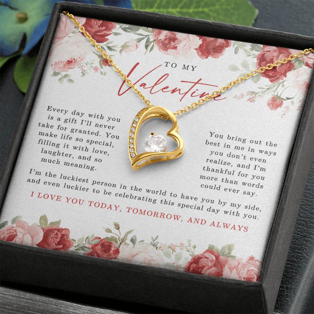 To My Valentine Heart Necklace | Red Floral