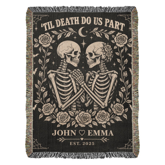 Skeleton Couple Till Death Blanket