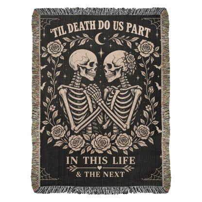 Skeleton Couple Till Death Heirloom Woven Blanket