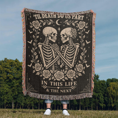Skeleton Couple Till Death Heirloom Woven Blanket