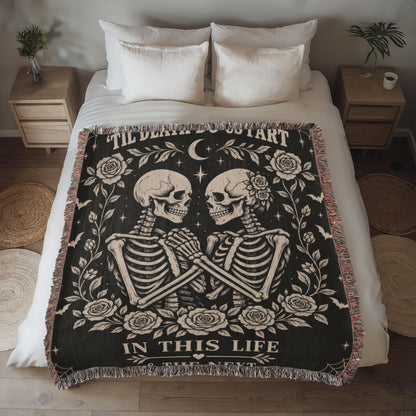 Skeleton Couple Till Death Heirloom Woven Blanket