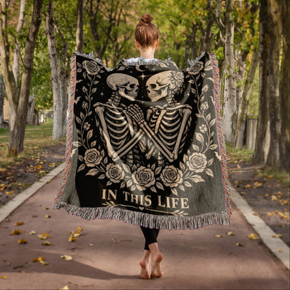 Skeleton Couple Till Death Heirloom Woven Blanket