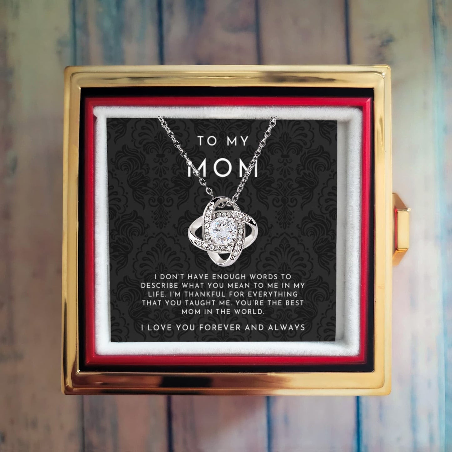 To My Mom Necklace With Rotating Rose