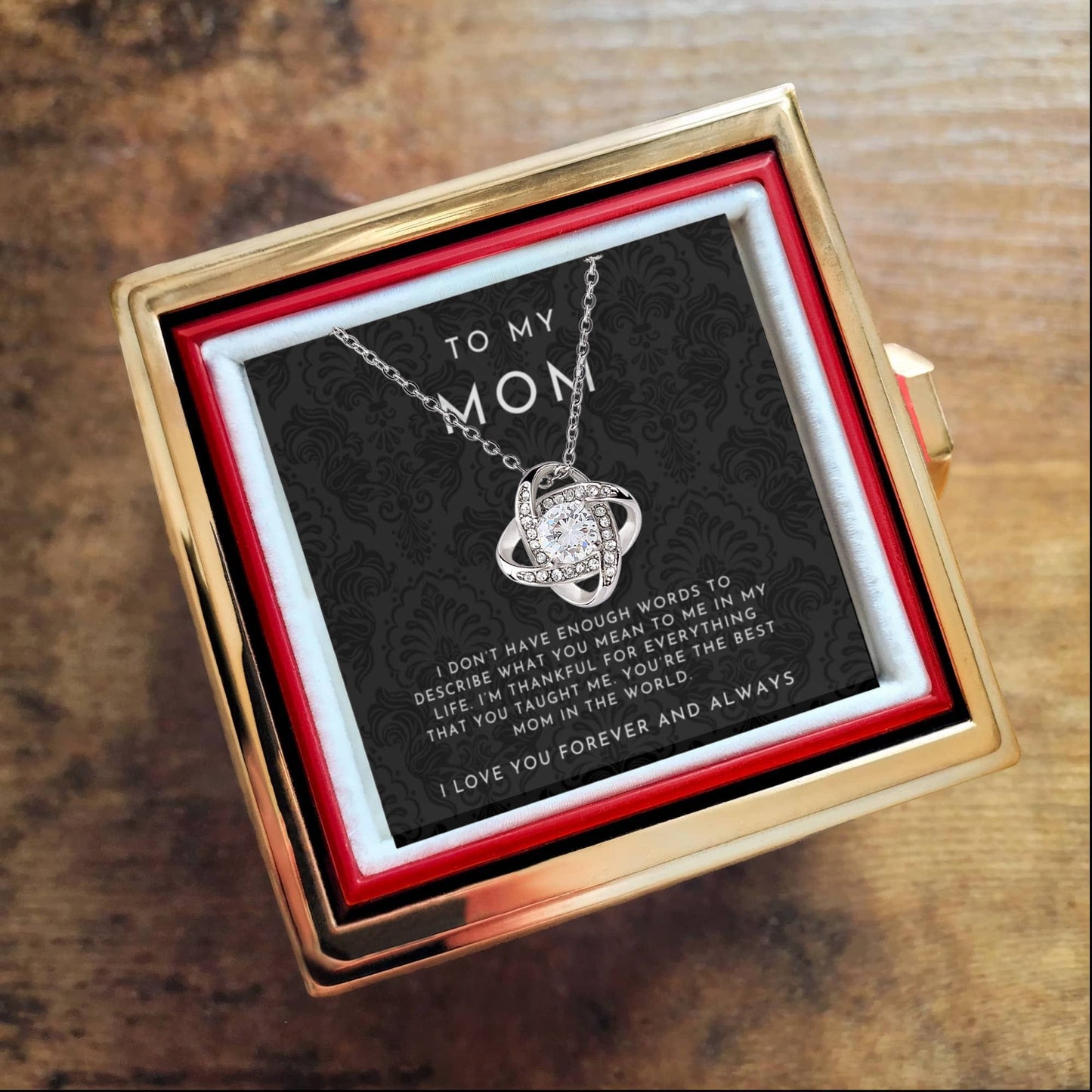 To My Mom Necklace With Rotating Rose