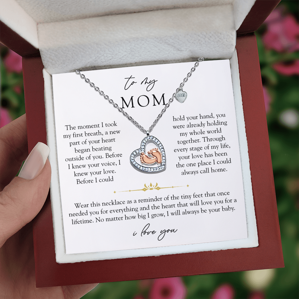 To My Mom Baby Feet | First Breath Necklace
