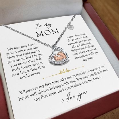 Mom Baby Footprint Necklace | Footprints On Your Heart