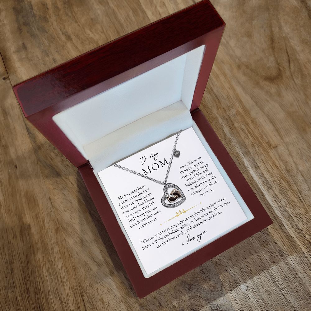 Mom Baby Footprint Necklace | Footprints On Your Heart