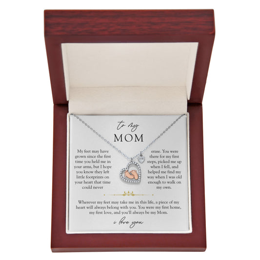Mom Baby Footprint Necklace | Footprints On Your Heart