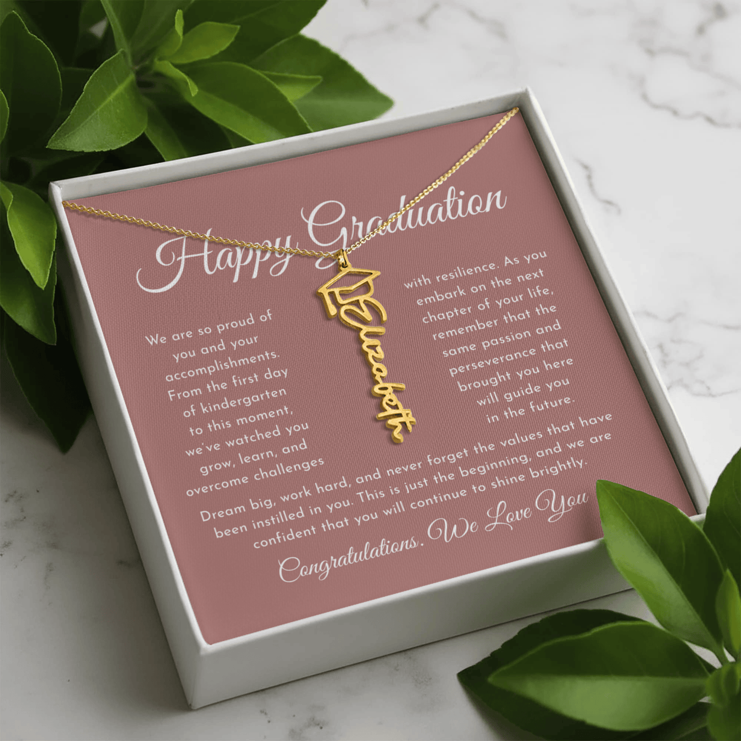 Personalized Graduation Cap Name Necklace