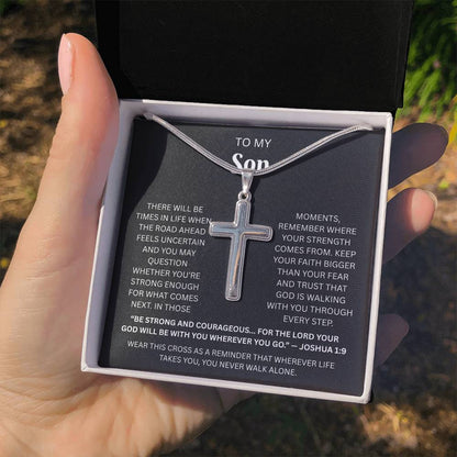 Son Cross Necklace | Joshua 1:9