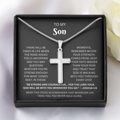 Son Cross Necklace | Joshua 1:9