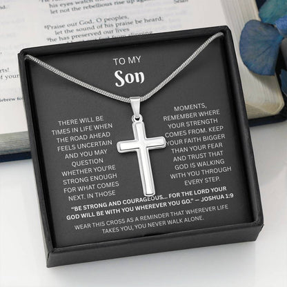 Son Cross Necklace | Joshua 1:9