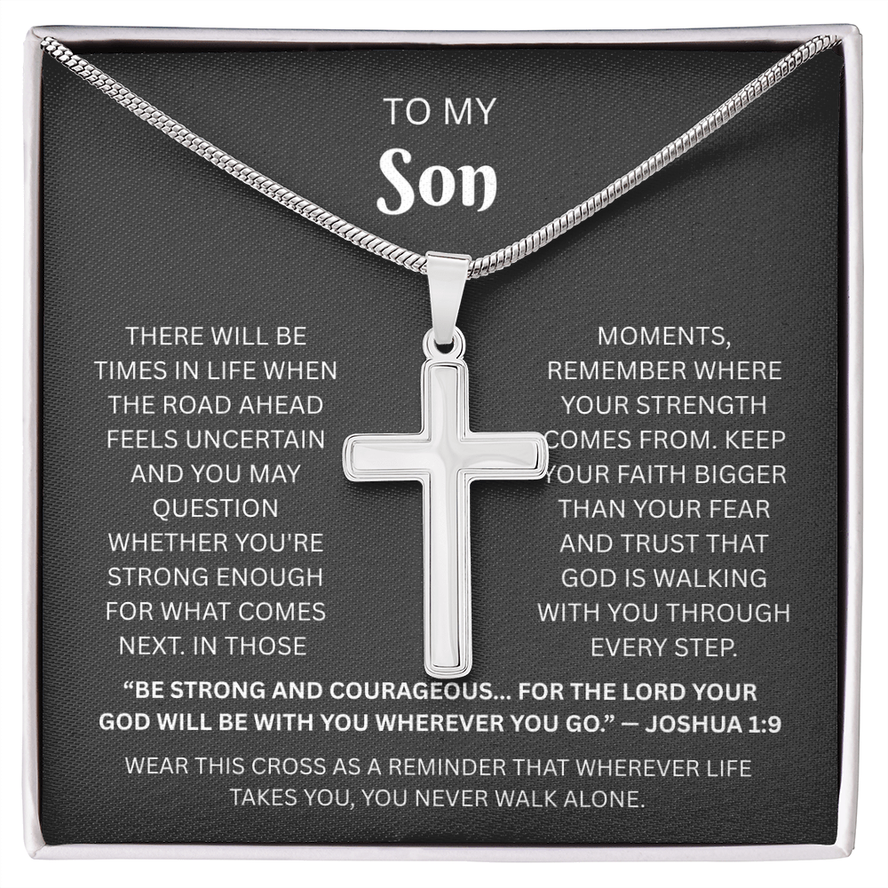 Son Cross Necklace | Joshua 1:9