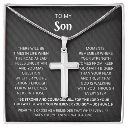 Son Cross Necklace | Joshua 1:9