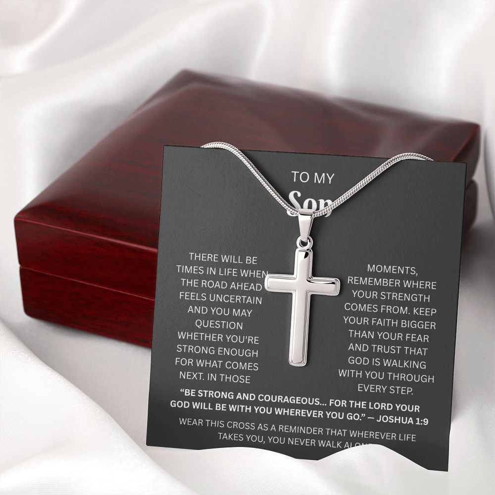 Son Cross Necklace | Joshua 1:9