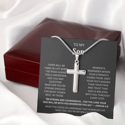 Son Cross Necklace | Joshua 1:9