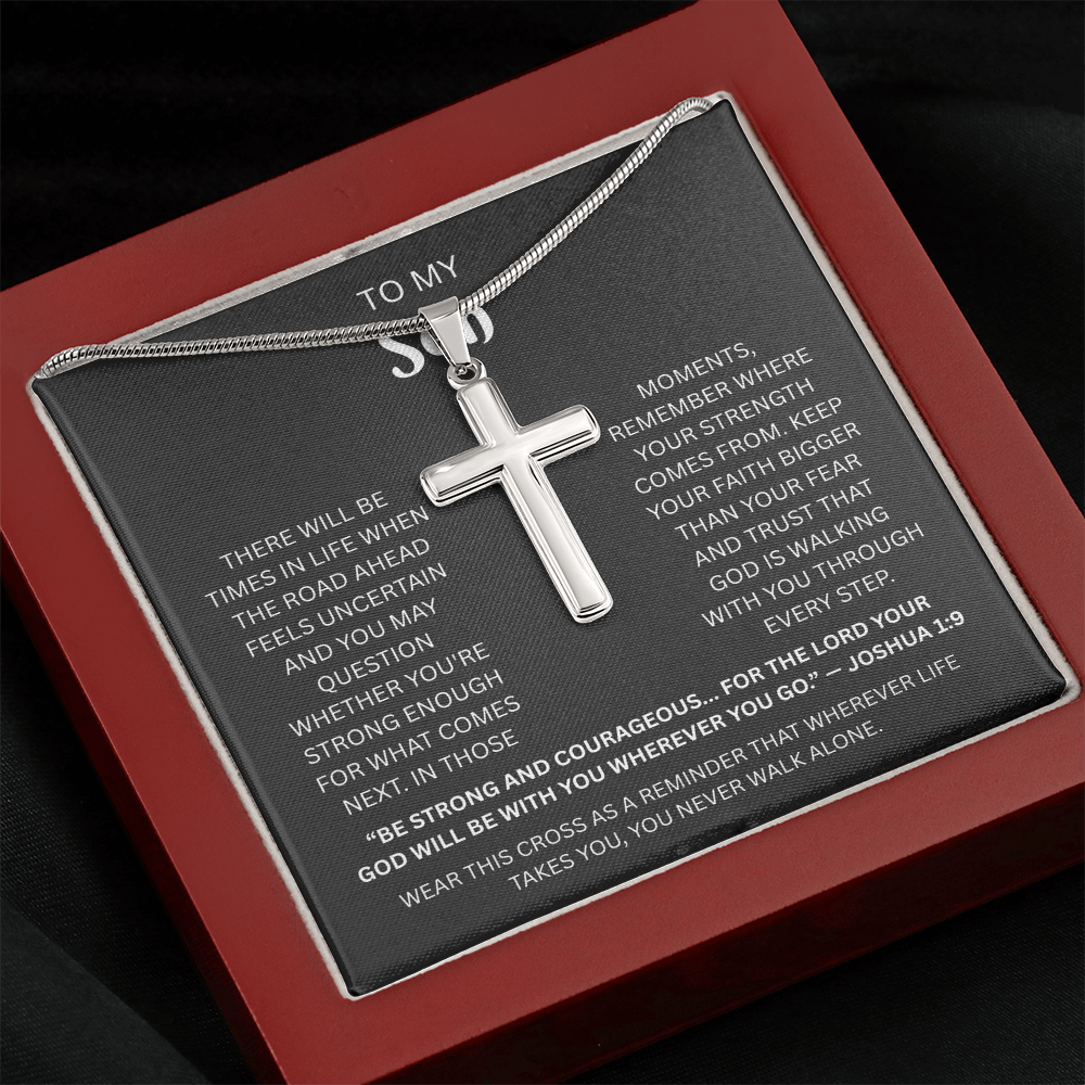 Son Cross Necklace | Joshua 1:9