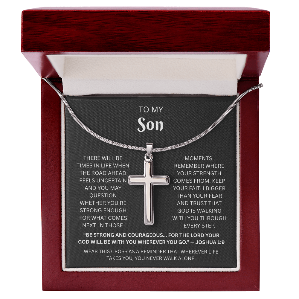 Son Cross Necklace | Joshua 1:9