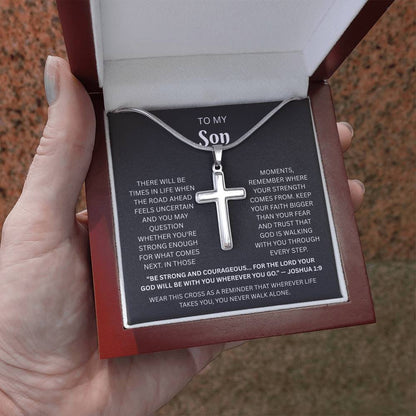 Son Cross Necklace | Joshua 1:9