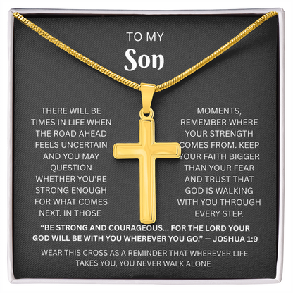 Son Cross Necklace | Joshua 1:9