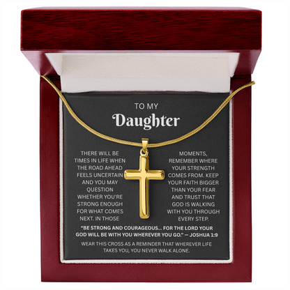 Daughter Cross Necklace | Joshua 1:9