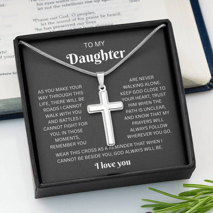 To My Daughter Custom Engraved Cross Necklace | Wherever You Go