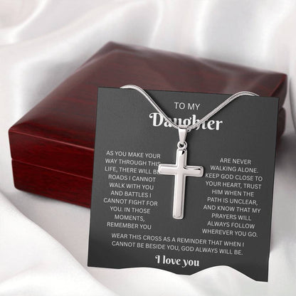To My Daughter Custom Engraved Cross Necklace | Wherever You Go