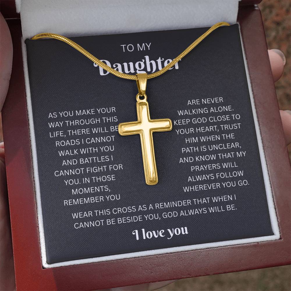 To My Daughter Custom Engraved Cross Necklace | Wherever You Go