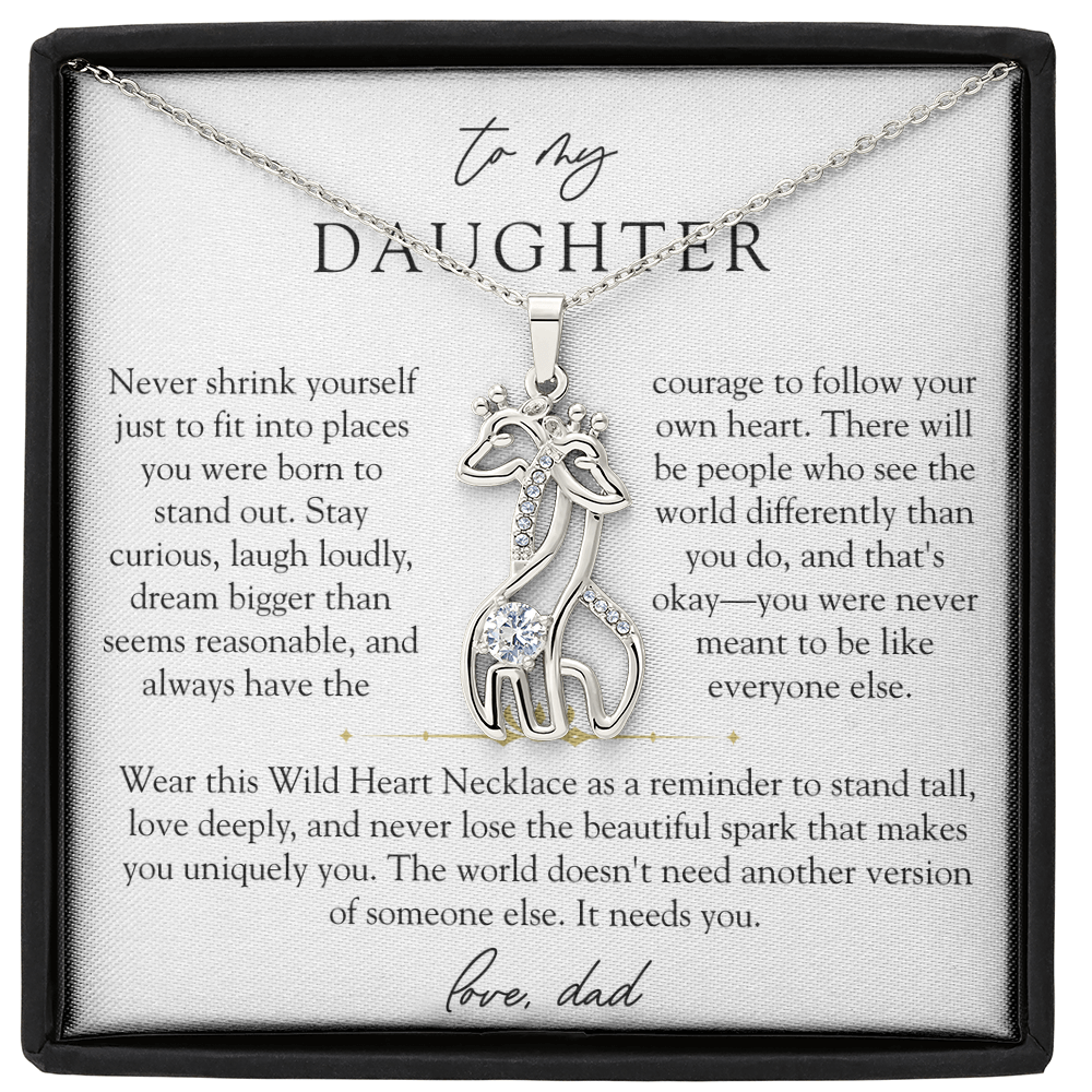 To Daughter From Dad Wild Heart Giraffe Necklace
