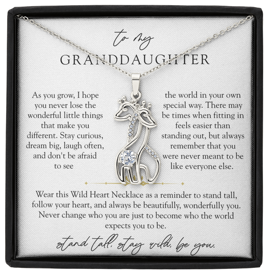 Granddaughter Wild Heart Giraffe Necklace