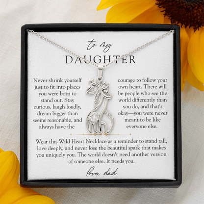 To Daughter From Dad Wild Heart Giraffe Necklace