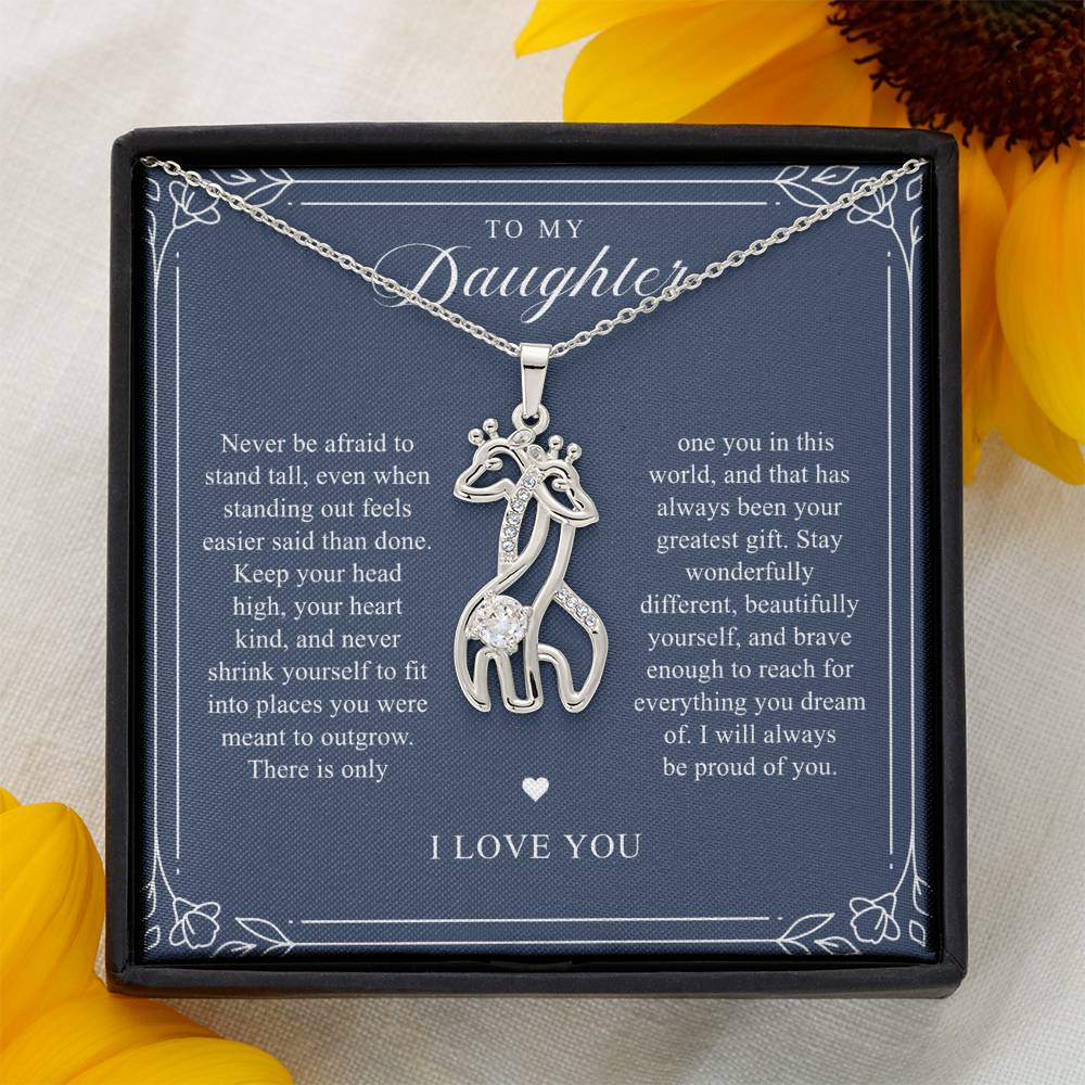 Daughter Giraffe Necklace | Stand Tall Navy & Floral