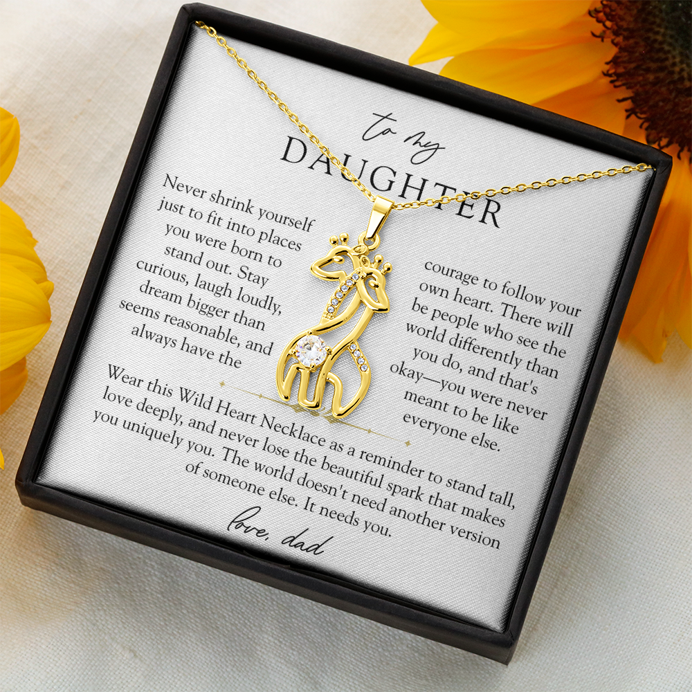 To Daughter From Dad Wild Heart Giraffe Necklace