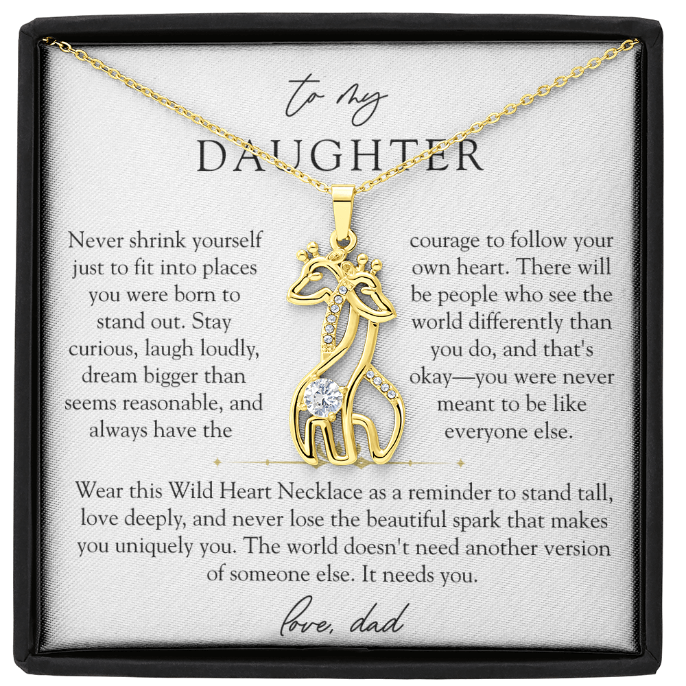 To Daughter From Dad Wild Heart Giraffe Necklace